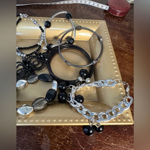 Large group of black silver and gray tonal bracelets - Picture 3 of 7